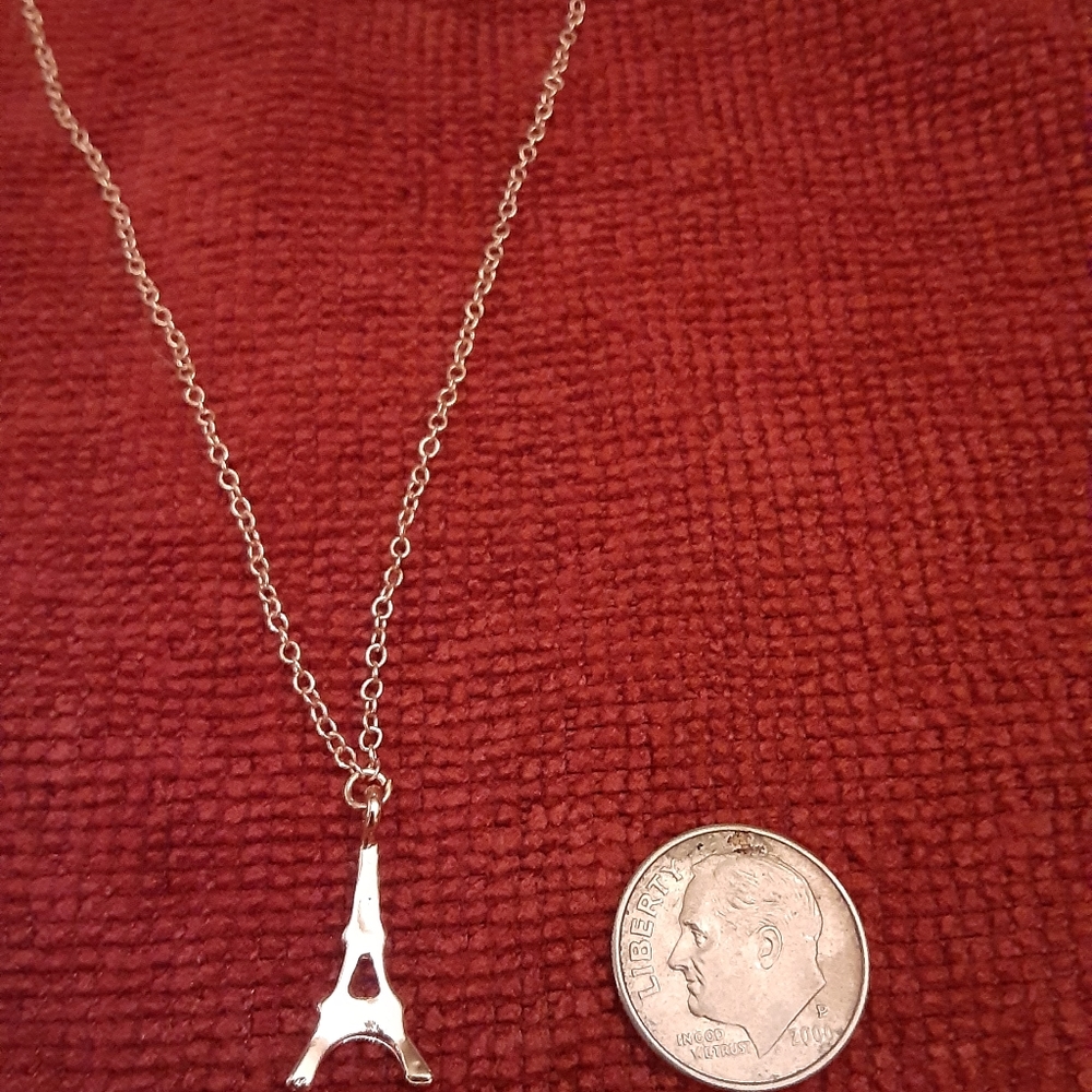 Eiffel Tower Dainty Pendant Gold Necklace - Picture 7 of 8